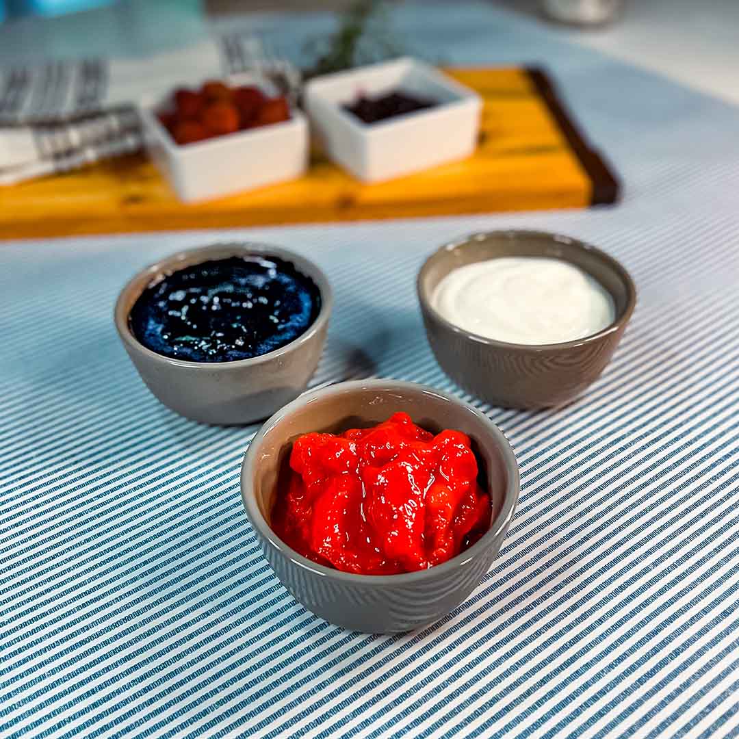 Strawberry Puree, Blueberry Puree, Thinned greek yogurt popsicle ingredients