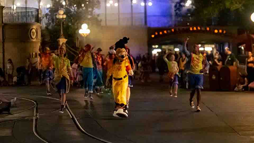 Max Goof dressed as Powerline performing in Mickey's "Boo-to-You" Halloween Parade at Mickey's Not-So-Scary Halloween Party