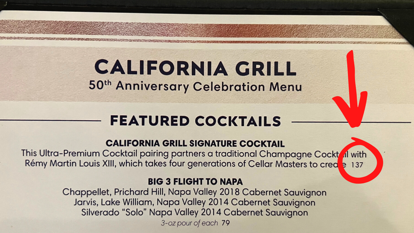 California Grill menu with bad kerning.