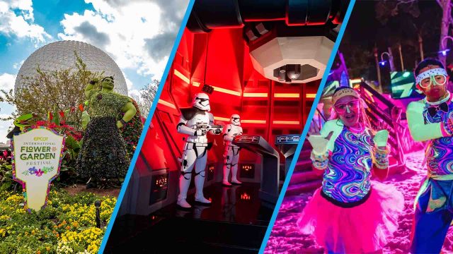 Park Watch header - EPCOT flower and garden festival, Star Wars Stormtroopers, H20 Glow Nights