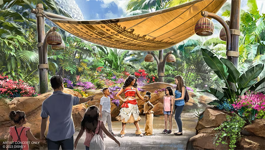 Concept art of Moana's new meet and greet location in EPCOT