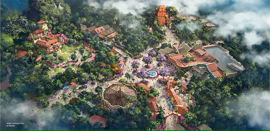 concept art of reimagined Dinoland U.S.A in Animal Kingdom as a Tropical Americas themed area