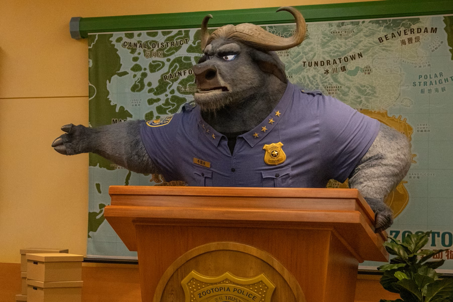 Chief Bogo Animatronic from the Zootopia: Hot Pursuit attraction